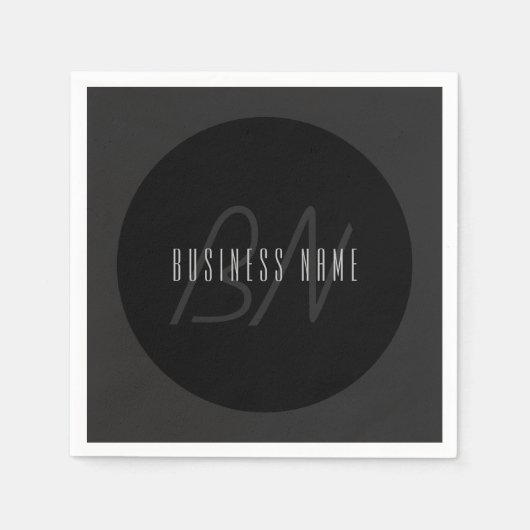 Moderne Elegante Naam & Monogram | Donkergrijs & Z Servet (Voorkant)