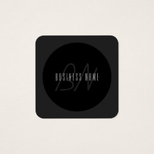Moderne Elegante Naam & Monogram   Donkergrijs & Z Vierkante Visitekaartjes