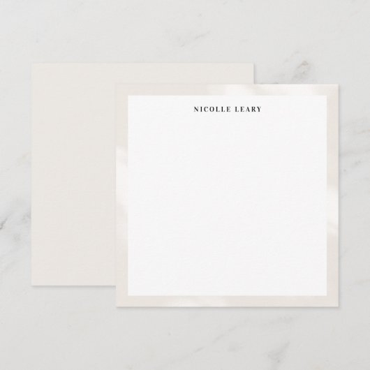 Moderne Elegante Naam Monogram Stof Beige Gradiënt Notitiekaartje (Voorkant / Achterkant)