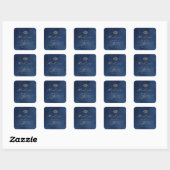 Moderne & Elegante Naamse Bruidsdouche Vierkante Sticker (Vel)