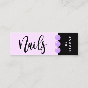 Moderne elegante nagellak laat paars nagels vallen mini visitekaartje