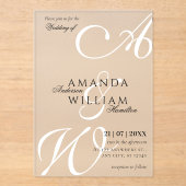 Moderne Elegante Namen Script Bruiloft Acryl Uitnodigingen (Voorkant)