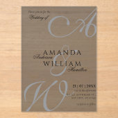 Moderne Elegante Namen Script Foto Bruiloft Acryl Uitnodigingen (Voorkant)