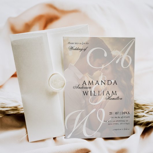 Moderne Elegante Namen Script Foto Bruiloft Kaart