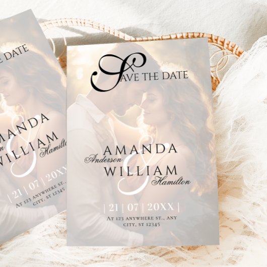 Moderne Elegante Namen Script Foto Bruiloft Save The Date