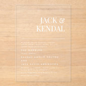 Moderne Elegante Namen Trouwen Acryl Uitnodigingen (Voorkant)