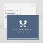 Moderne Elegante Nausitische Zeepaard Kust Merk Briefkaart (Voorkant / Achterkant)