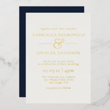 Moderne Elegante Navy Blauwe Gouden Trouw