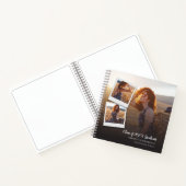Moderne Elegante Navy Script Foto Afstudeer Gast Notitieboek (Binnen)