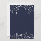 Moderne Elegante Navyblauwe Boho Bloem Bruiloft Bo Kaart (Achterkant)