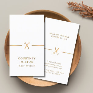 Moderne Elegante Nep Goud Witte Kapsalon Visitekaartje