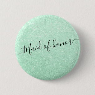 Moderne elegante nerts groene glitter maid of erem ronde button 5,7 cm