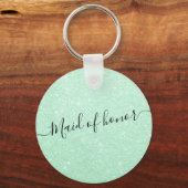 Moderne elegante nerts groene glitter maid of erem sleutelhanger (Voorkant)