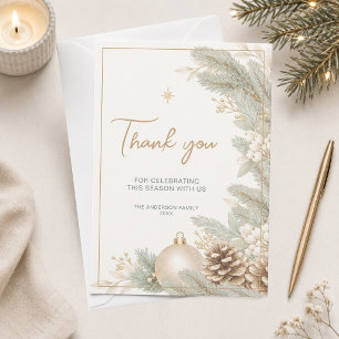 Moderne Elegante Neutrale Kerstmis  Bedankkaart