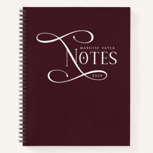 Moderne Elegante Notities Gepersonaliseerd Bordeau Notitieboek