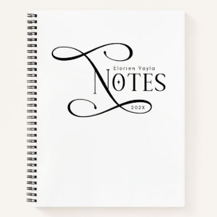 Moderne Elegante Notities Gepersonaliseerd Zwart W Notitieboek