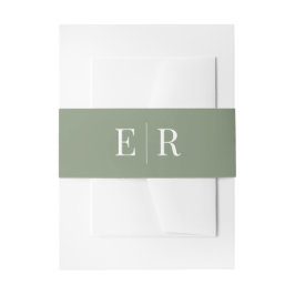 Moderne Elegante Olijf Monogram Uitnodigingen Wikkel