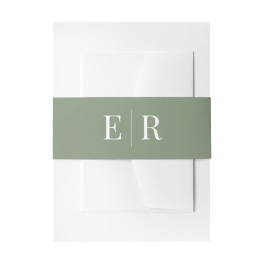 Moderne Elegante Olijf Monogram Uitnodigingen Wikkel (Voorkant Voorbeeld)
