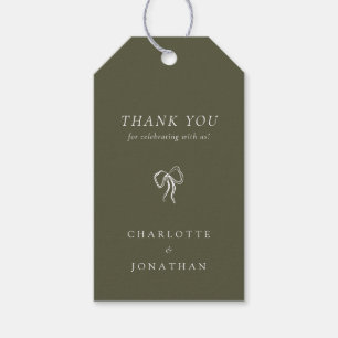 Moderne Elegante Olijfgroene Bruiloft Cadeaulabel