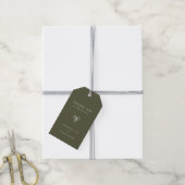 Moderne Elegante Olijfgroene Bruiloft Cadeaulabel (Met Touw)