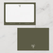 Moderne Elegante Olijfgroene Bruiloft Notitiekaartje (Voorkant / Achterkant)