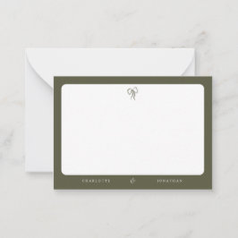 Moderne Elegante Olijfgroene Bruiloft Notitiekaartje