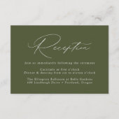 Moderne Elegante Olijfgroene Bruiloft Receptie Informatiekaartje (Voorkant)