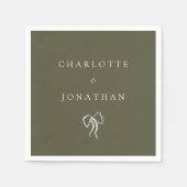 Moderne Elegante Olijfgroene Bruiloft Servet (Voorkant)