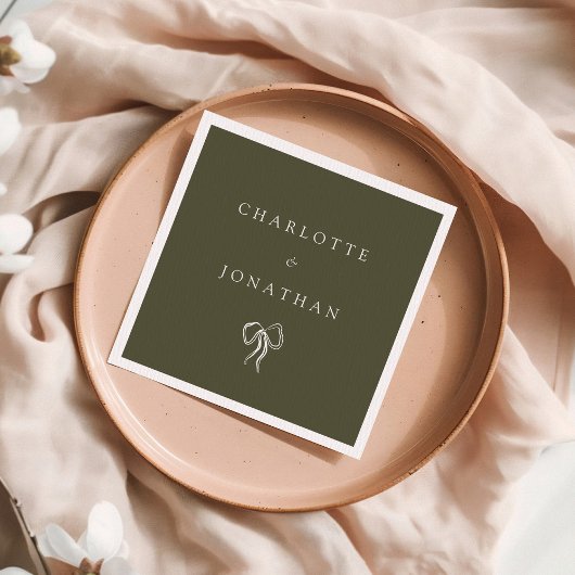 Moderne Elegante Olijfgroene Bruiloft Servet