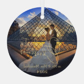 Moderne elegante onze eerste kerst meneer mevrouw  glas ornament (Achterkant)