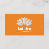 Moderne Elegante Oranje Lotus Icon Yoga Instructor Visitekaartje (Voorkant)