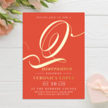 Moderne Elegante Oranje Rode 15e Quinceañera Feest