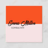 Moderne Elegante Oranje Roos Bold Consultant Vierkante Visitekaartje (Voorkant)