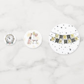 Moderne elegante oudejaarsavond feesttafel confetti (Voorkanten)