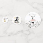 Moderne elegante oudejaarsavond feesttafel confetti (Achterkanten)