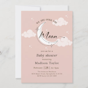 Moderne Elegante 'Over de Maan' Baby Shower Kaart