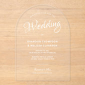 Moderne elegante overlay wit script duidelijke bru acryl uitnodigingen (Voorkant)