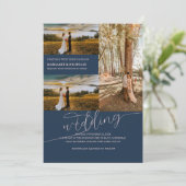 moderne elegante paar foto bruiloft uitnodiging (Staand voorkant)