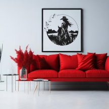 Moderne Elegante Paard Cowgirl Bloem Equestrian