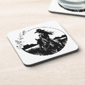 Moderne Elegante Paard Cowgirl Westerse Equestrian Bier Onderzetter (Linkerzijde)