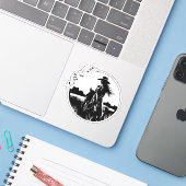 Moderne Elegante Paard Cowgirl Westerse Equestrian Sticker (Laptop met iPhone)