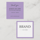 Moderne elegante paarse aangepaste Korting Kaart Vierkante Visitekaartje (Voorkant / Achterkant)