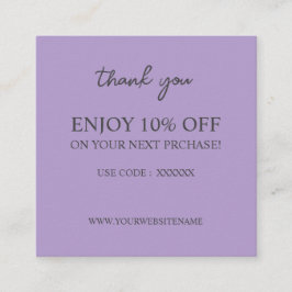 Moderne elegante paarse aangepaste Korting Kaart Vierkante Visitekaartje