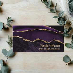Moderne Elegante Paarse Agaat Goud Glitter Visitekaartje