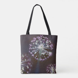 Moderne Elegante Paarse Bloemige Abstracte Vuurwer Tote Bag