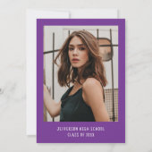 Moderne Elegante Paarse Boog Foto Afstudeerfeest Kaart (Achterkant)
