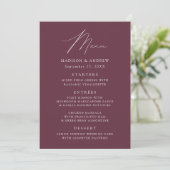 Moderne Elegante Paarse Bruiloft Menu (Staand voorkant)