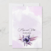 Moderne, elegante Paarse en zilveren bloemenbruilo Kaart (Achterkant)
