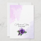 Moderne, elegante Paarse en zilveren viooltjes bru Kaart (Achterkant)