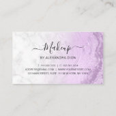 Moderne, elegante paarse glitter marble make-up ku afsprakenkaartje (Achterkant)